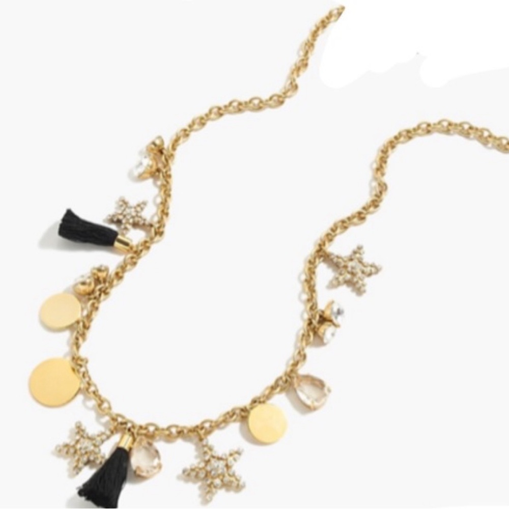 J.Crew Star Charm with Tassels Gold Tone Necklace